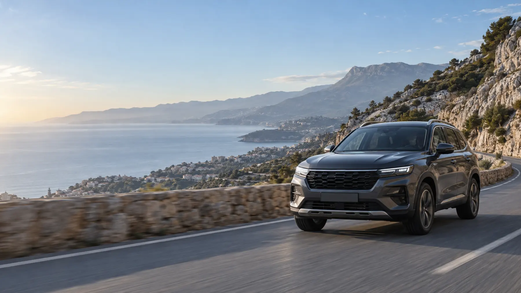 A generic SUV overlooking the Lebanese coast